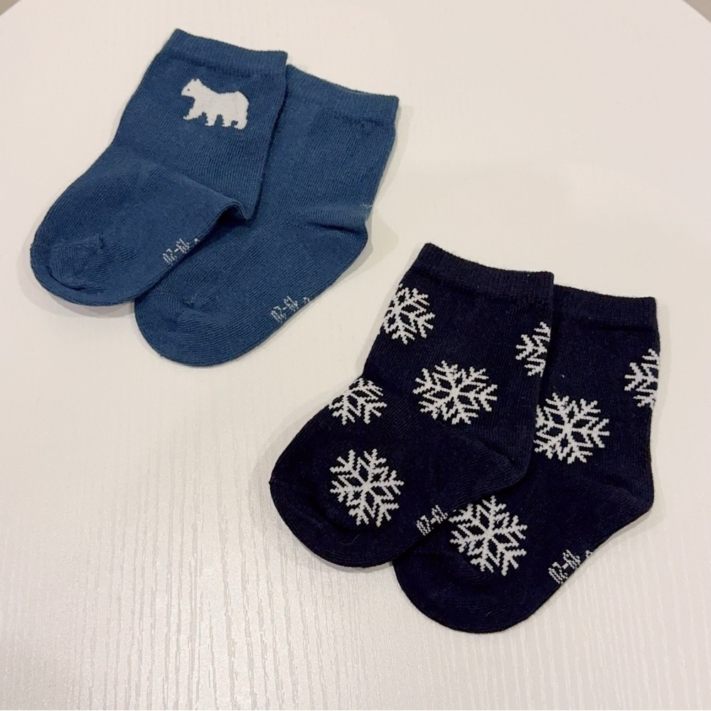 NWOT 2 Pairs of Jacadi Cotton Blend Winter Theme Socks Size 19-20